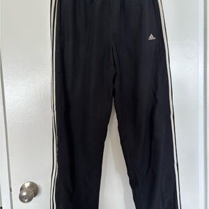 Adidas Men's Black Joggers with White Stripes